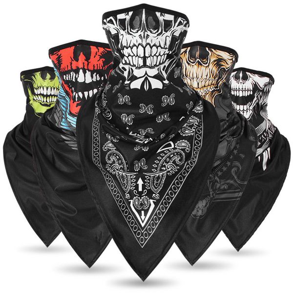 Ciclismo Gorras Máscaras Triángulo Calavera Fantasma Pasamontañas Motocicleta Mascarilla Cubierta Cuello Gaiter Tubo Bufanda Moto Moto Bandana Hombres Calentador 230704