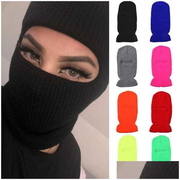 Gorros de ciclismo Máscaras Uni Fl Face Er 1 Agujero Máscara de esquí Clava Gorros Sombreros para hombres Mujeres Ejército Táctico CS A prueba de viento Sombrero de punto Invierno Cálido Dro Dhuzn