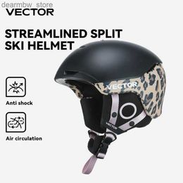 Caps à vélo masques Vector Ski Casque Men des femmes Améliorables Anti-Collision Streamline Split Ski Casque Ski Skateboard Snowboard HELMET L48