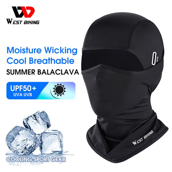 Casquettes de cyclisme Masques WEST BIKING Été Respirant Cap AntiUV Balaclava Hommes Masque Complet Vélo Moto Courir Refroidissement Sport Gear 230506