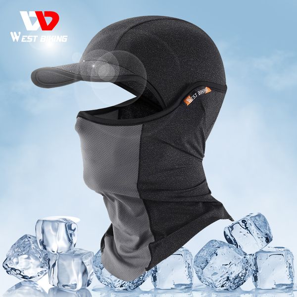 Casquettes de cyclisme Masques WEST BIKING Été Cool Casquettes de cyclisme Soleil Protection UV Visage intégral Cagoule VTT Vélo Casque de moto Chapeau Pêche Randonnée 230609