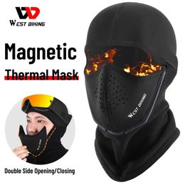 Casquettes de cyclisme Masques WEST BIKING chaud hiver tactique cagoule magnétique 3D masque respirant cyclisme ski chasse plein visage polaire chapeau randonnée capuche 231216