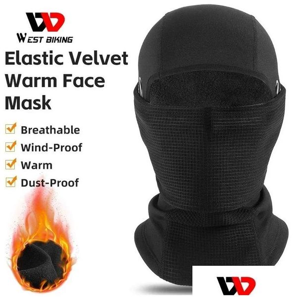 Casquettes de cyclisme Masques West Biking Ski d'hiver Chaud Clava Masque respirant Fl Protection du visage Double couche Épaississement Thermique Sport Gear OTC9J