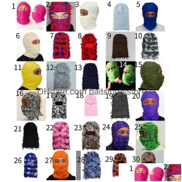 Caps-cyclistes masques en gros clava trica tricot fl face ski masque shiesty camouflage tricot accessoires de mode flou chapeaux chapeaux drop de dhcf9