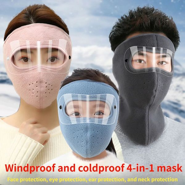 Gorras de ciclismo Máscaras a prueba de viento Anti polvo Máscara facial completa Sombrero Esquí Protector ocular transpirable HD Gafas antiniebla Cubierta de capucha Gorro cálido de invierno 231124