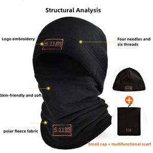 Casquettes de cyclisme Masques Chapeau et écharpe en polaire d'hiver Ensemble couvre-tête thermique Cagoule chaude tactique Masque facial Cache-cou Sport Cyclisme Ski Écharpe Chapeau 231213