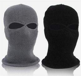 Cycling Caps Masks Winter Knit Cap Warm Soft Soft 2 Holes Full Face Ski Hat Balaclava Hood Army Tactical4586803