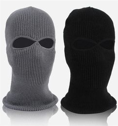 Casquettes de cyclisme masques hiver bonnet tricoté chaud doux 2 trous chapeau de Ski complet cagoule armée tactique 6232343