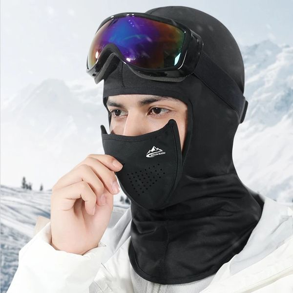 Gorras de ciclismo Máscaras Máscara de esquí de invierno Imán Adsorción Protección facial Cálido Transpirable A prueba de viento Fácil de quitar Cuello de montar Casco a prueba de frío 231216