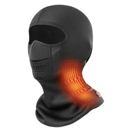 Casquettes de cyclisme Masques Hiver Chaud Batterie Chauffante Cagoule Masque De Ski Chapeaux Coupe-Vent Thermique Polaire Masque Bandanas pour Moto équitation 231216