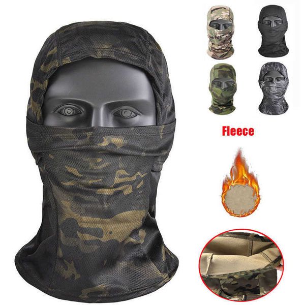 Casquettes de cyclisme Masques Witner Chaud Tactique Balaclava Masque Complet Armée Tactique CS Wargame Ski Cyclisme Visage Bouclier Chapeau Airsoft Chasse Accessoires L221014