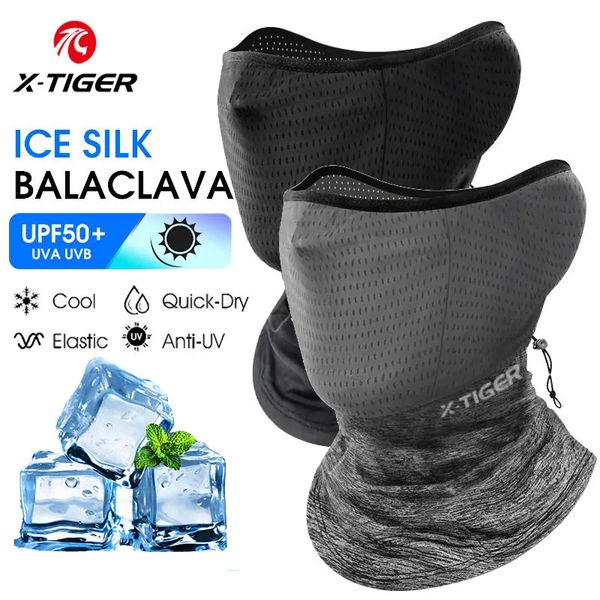 Ciclismo Caps Máscaras X-TIGER Ciclismo Máscara Facial Anti-UV Anti-suor Respirável Correndo Pesca Bandana Seda Gelo Proteção Solar Lenço Esportivo Máscara Facial 231204