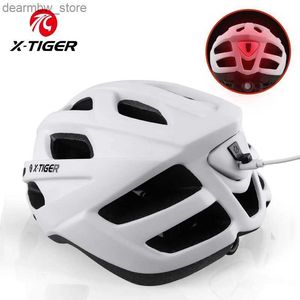 Cycling Caps Masks X-Tiger Cycling Helmet Man Women Led Light Helmet Road Mountain Bike Helmet Bicycle Helmet Oplaadbare randontwerphelm L48