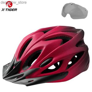 Coupages à vélo Masques X-Tiger Cascling Casque Casque de vélo de vélo intégrale Lumières LED Casque MTB Casque Ultralight Sports Hat avec des lunettes Visor L48