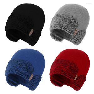 Casquettes de cyclisme hommes chapeau d'hiver chaud Protection des oreilles casquette doux coupe-vent tricoté laine course en plein air ski sport bonnets