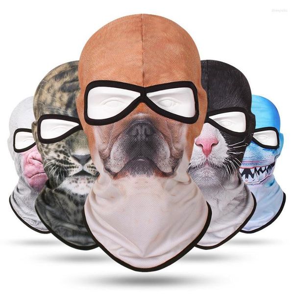 Casquettes de cyclisme Moto Masque intégral Sports de plein air Capuche Bouclier 3D Animal Balaclava Sun Rotection Neck Gaiter Chapeau d'équitation