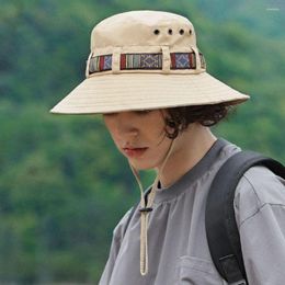 Cycling Caps Outdoor Ethnic Colourful Breathable Foldable Panama Hat Couple Bucket Fishing Cap Sun