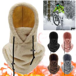 Gorros de ciclismo pasamontañas con capucha de felpa con cordón ajustable gorro de pasamontañas para esquiar en invierno transpirable a prueba de viento para exteriores