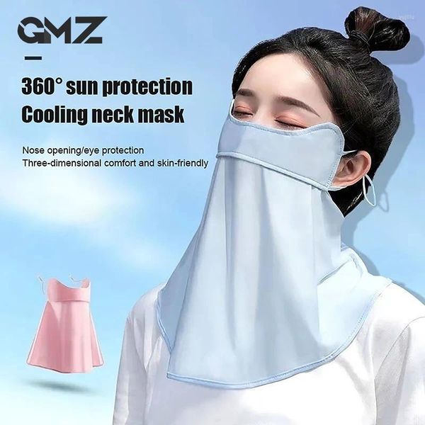 Bouchons de cyclisme Summer Suncreen Ice Silk Mask Nou UV Protection Face Cover avec un bord de soleil extérieur à bord