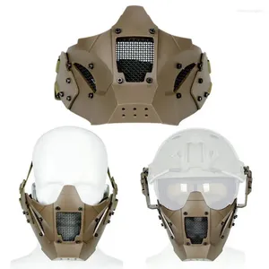 Fietskappen Tactisch masker Paintball Wosport Iron Half Face Warrior Steel Mesh Maskers Beschermhoes met dubbele riem