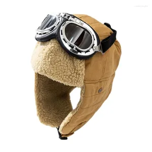Casquettes de cyclisme chapeau de pilote trappeur avec oreillettes Protection contre le froid chapeaux coupe-vent en coton accessoires de costumes russes