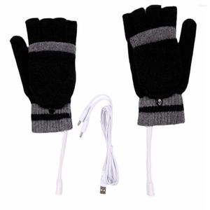 Cycling Caps USB elektrische verwarmde handschoenen 2-zijde verwarming cabrioleloze vingerloze handschoenmensen waterdicht skiën