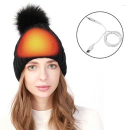 Radfahren Caps USB Beheizte Hut Warme Frauen Winter Gestrickte Kappe Beanie Für Skifahren Camping Jagd
