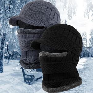 Cycling Caps Winter Hat Knust Warm vaste kleuren sjaal Skiën Outdoor Sport Vissen Equipment Men's Winddicht Casual