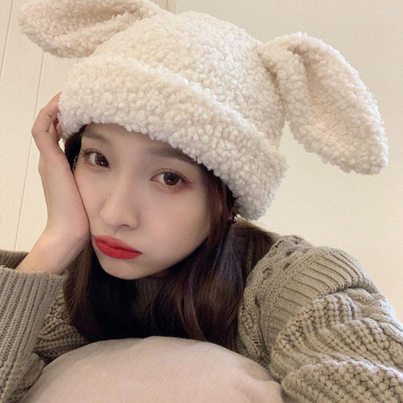 Korean Knitted Wool winter cap for bikers with Draping Ears for Women - Thicken Warmth for Autumn and Winter