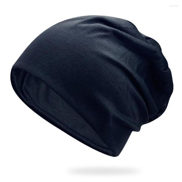 Casquettes de cyclisme femmes hommes élégant bonnet chapeau mince Hip-hop doux Stretch Slouchy Skull Cap