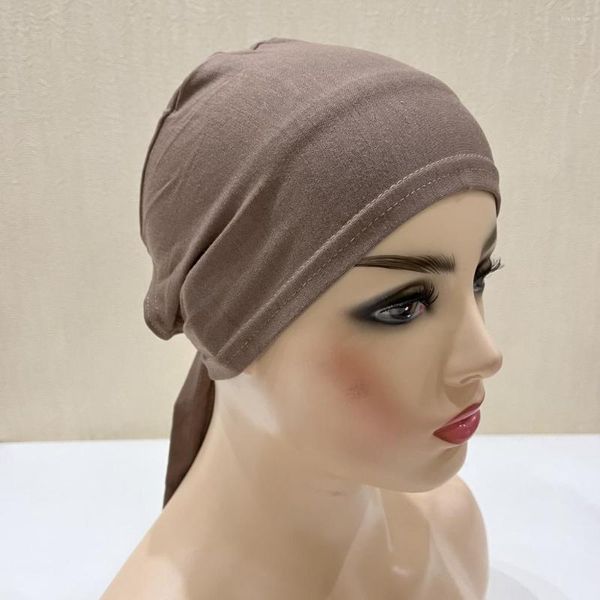 Gorros de ciclismo para mujer, bufanda debajo del Hijab, pañuelo negro elástico para la cabeza, gorro blanco de algodón, gorro Simple para mujer