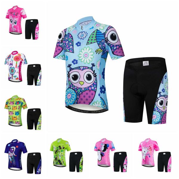 Vêtements de cyclisme Ensembles Vêtements de cyclisme pour enfants Shorts Set Enfants Vélo Route Montagne VTT Vélo Maillot Ropa Ciclismo Top chemise costume Garçon Fille Bleu RoseHKD230625