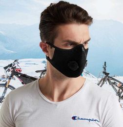 Fietsventiel Filtermasker Sport sportschool fitness Maskers PM2.5 Anti-vervuiling Hardloopmasker Actieve kool anti-stof Wasbare fietsmaskers petten