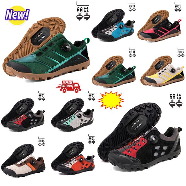 Ciclismo Footwdear Zapatillas de deporte para bicicleta de carretera de velocidad para hombre, zapatos de ciclismo planos de carbono, tacos MTB para mujer, zapatos para bicicleta de montaña, pedales SPD, ciclismo de carreras Footwar GAI