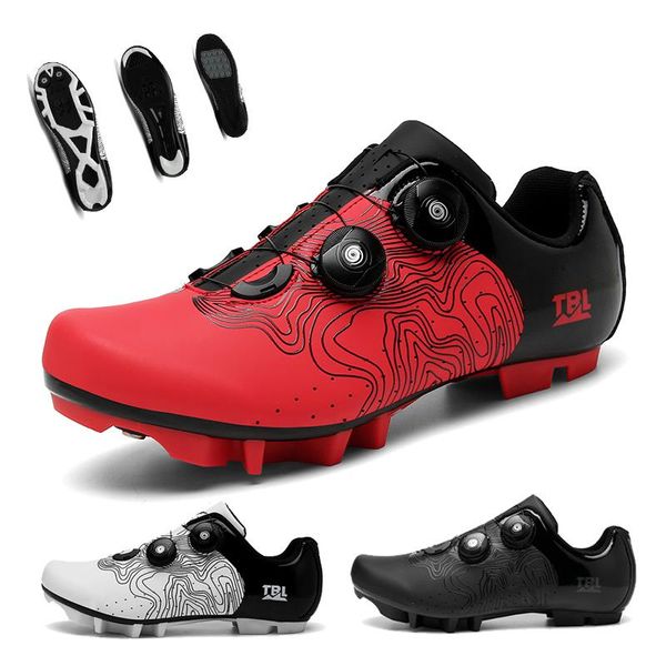 Calzado de ciclismo Zapatos de MTB rojos chinos Hombres Zapatillas de bicicleta de carretera Zapatillas de deporte de montaña ultraligeras con bloqueo automático