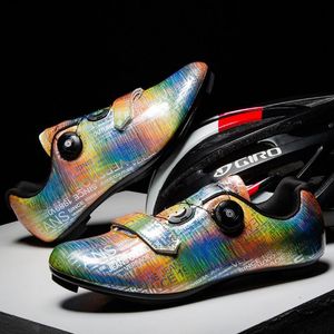 Chaussures de cyclisme chaussures de vélo de sport réfléchissantes colorées mâle SPD professionnel femmes route respirant VTT baskets