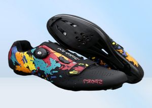 Fietsen Schoenen Mode Graffiti Stijl Schoenen Mannen Outdoor Zelfsluitende Fiets MTB Cleat Ademend Ultralight Racefiets SPD5841324