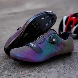 Calzado de ciclismo Zapatos de carretera con bloqueo automático 2023 Luminoso Bicicleta profesional Unisex Transpirable Deportes de bicicleta Hombres Zapatillas de deporte Mujeres