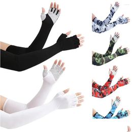 Gants de cyclisme 1 paire de manches de bras de refroidissement ER Camo demi-doigt femmes hommes sports course protection UV pêche en plein air livraison directe Otsad