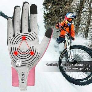 Guantes de ciclismo 1 par de guantes de ciclismo invierno largos dedos completos gel deportes guantes de bicicleta carreras montar en bicicleta hombres mujeres guantes de pantalla táctil 231109