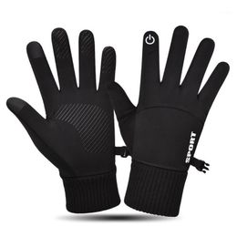 Gants de cyclisme 1 paire de gants d'équitation pour hommes, imperméables et chauds pour écran tactile, tissu de plongée, équipement de sport de plein air et de vélo