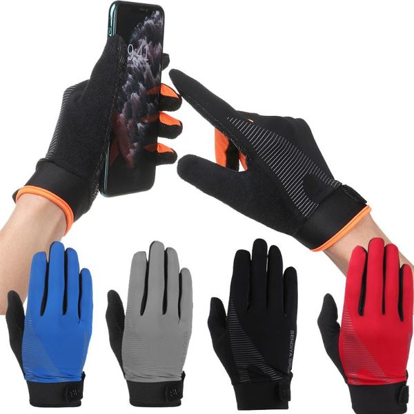 Gants Cyclisme 1 paire Sports d'été Nylon Doigt complet Antidérapant Coupe-vent Imperméable Écran tactile Moto Vélo Vélo Mitaines de skiCyclisme