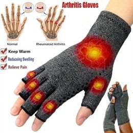 Guantes de ciclismo 1 par de guantes de artritis de compresión de invierno guantes sin dedos de rehabilitación guantes de terapia antiartritis muñequera de soporte 231101