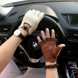 Gants de cyclisme pour hommes, en cuir véritable, en peau de mouton, machiniste, conduite, pilote, 2023, 231024