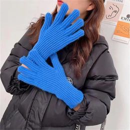 Guantes de ciclismo Otoño Invierno tejido de lana grueso cálido mujeres hombres pantalla táctil montar dedo dividido estudiantes guantes de esquí antideslizantes