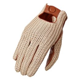 Gants de cyclisme automne hiver hommes laine tricotée en peau de chèvre gants à écran tactile mitaine de Locomotive conduite de voiture gants de moto en cuir véritable 231109