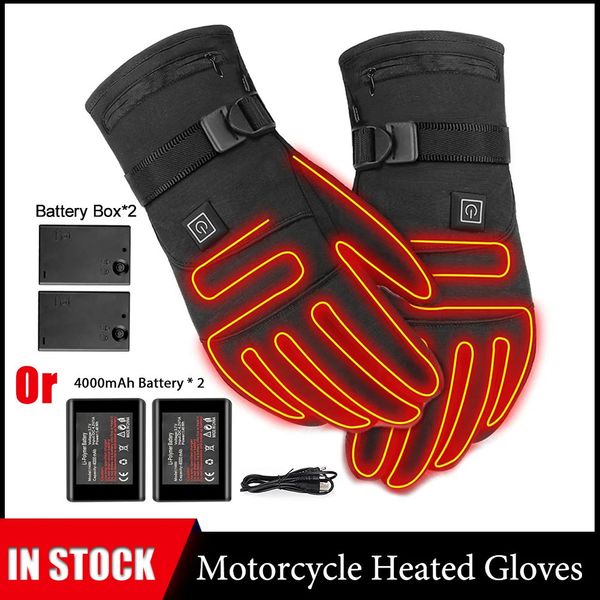 Gants de cyclisme Gants chauffants de vélo avec 3 niveaux 4000mAh gants chauffants alimentés par batterie rechargeable hiver extérieur gants chauds de ski thermique 231108