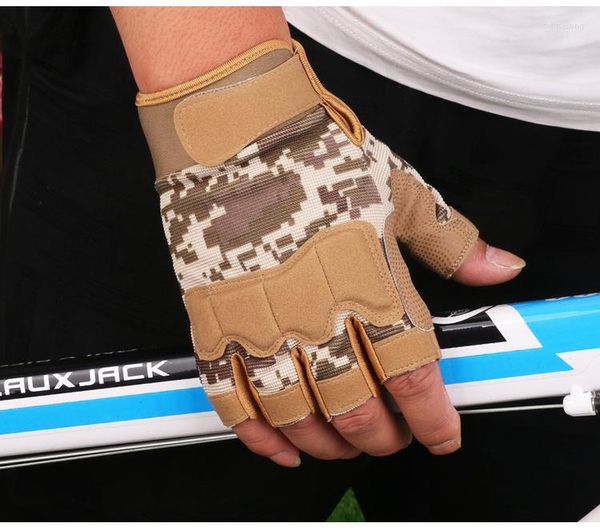 Guantes de ciclismo camuflaje medio dedo hombres al aire libre militar táctico deportes tiro caza motocicleta