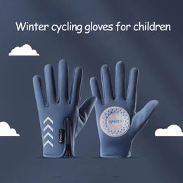 Gants de cyclisme enfants chauds hiver automne imperméables enfants réfléchissent la lumière antidérapant Ski polaire garçon fille Scooter fermeture éclair 231215