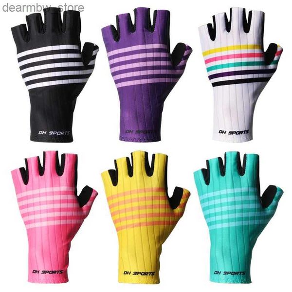 Guantes de ciclismo Ciclismo Guantes de medio dedo de verano Hombres y mujeres Lycra Ligera de palma Breathab sin deslizamiento RESISTENTE PARA BICYC DH Sports L48